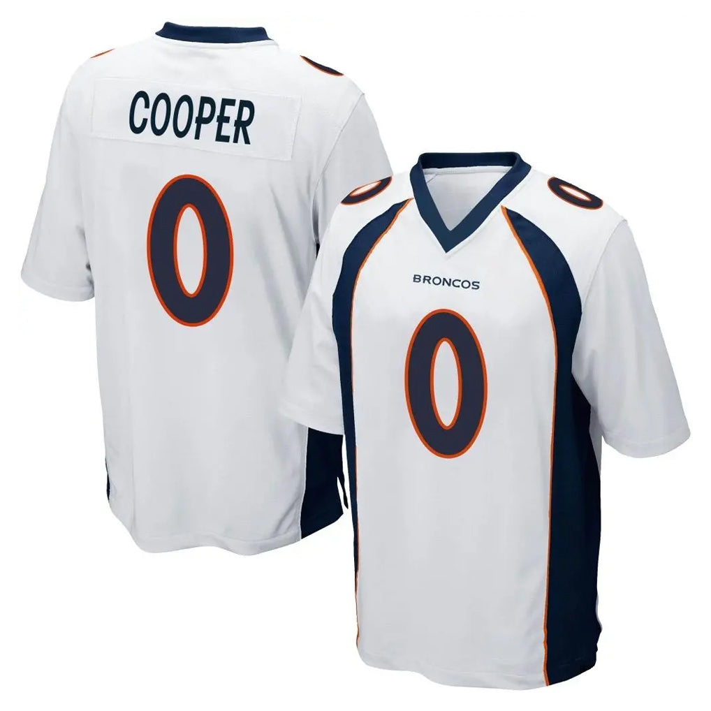 D.Broncos #0 Jonathon Cooper Player White Game Edoa Stitched Jerseys
