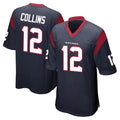 H.Texans #12 Nico Collins Player Navy Home Game Edoa Stitched Jerseys