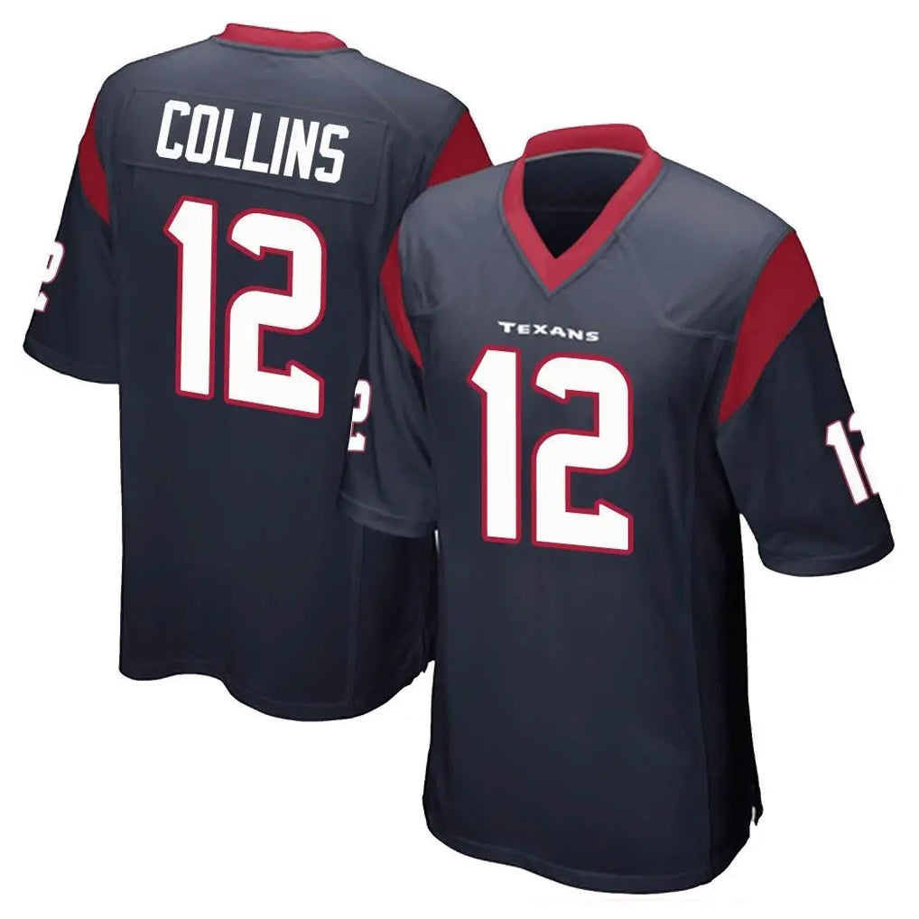 H.Texans #12 Nico Collins Player Navy Home Game Edoa Stitched Jerseys