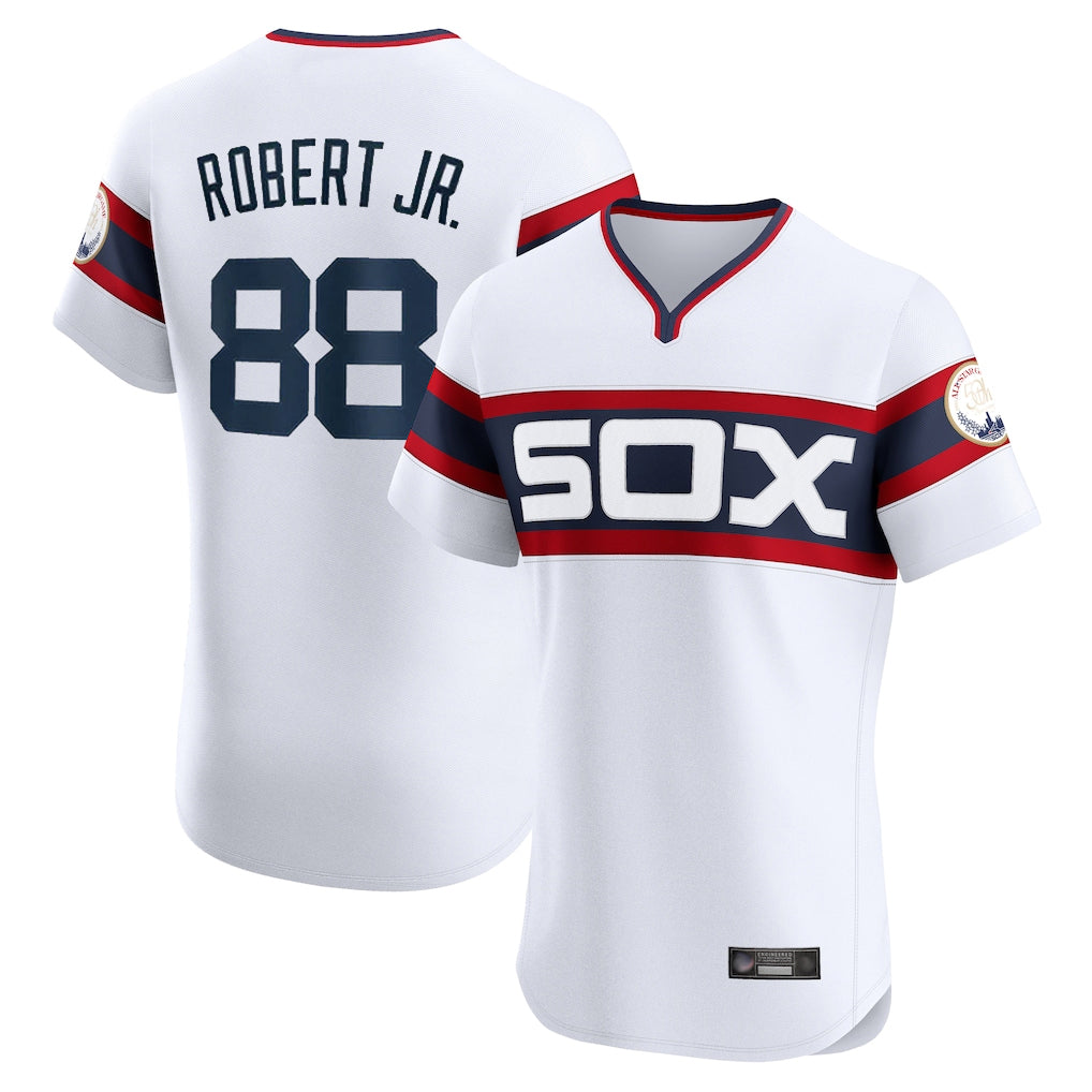 C.White Sox #88 Luis Robert Jr Player White T-shirt Limited Elite Home Edoa Stitched Jerseys