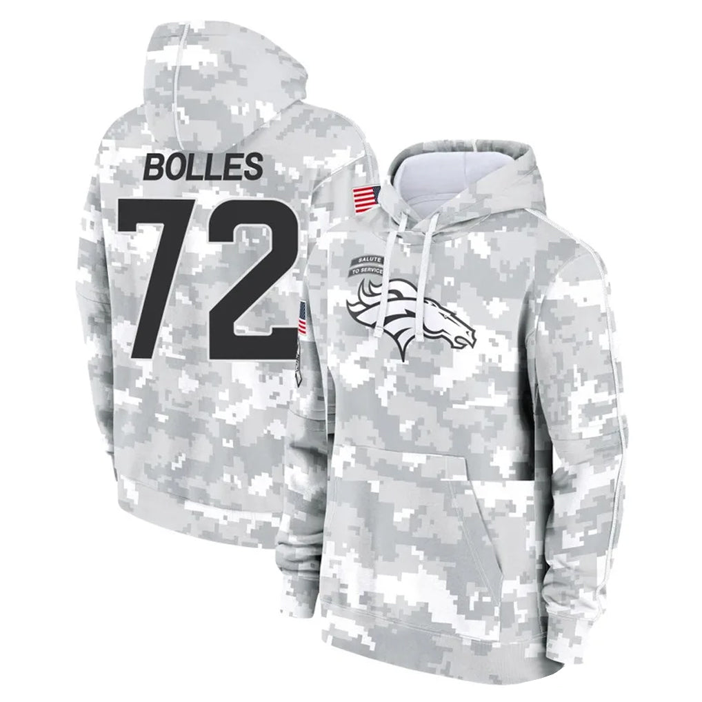 D.Broncos #72 Garett Bolles Player Arctic Camo Salute to Service Hoodies Limited Game Edoa Stitched Jerseys