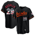 B.Orioles #29 Samuel Basallo Player Black USA 250 Fourth of July Home Game Edoa Stitched Jerseys