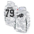 B.Bills #79 Spencer Brown Player Arctic Camo Salute to Service Hoodies Edoa Stitched Jerseys