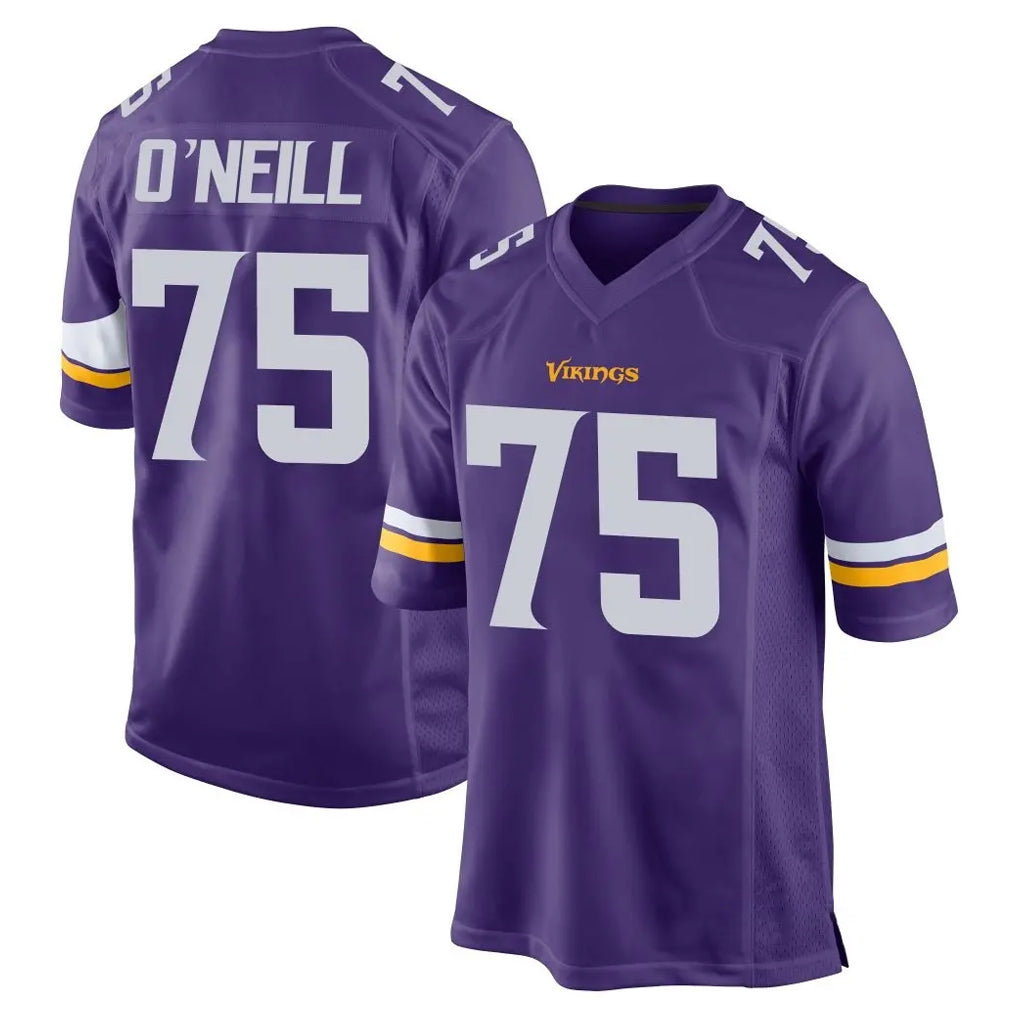 M.Vikings #75 Brian O'Neill Player Purple Home Game Edoa Stitched Jerseys