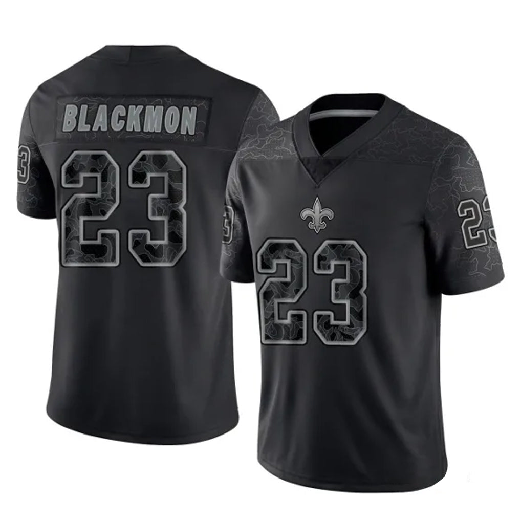NO.Saints #23 Julian Blackmon Player Black Limited Reflective Home Game Edoa Stitched Jerseys
