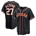H.Astros #27 Jose Altuve Player Black Fashion Out Home Game Edoa Stitched Jerseys