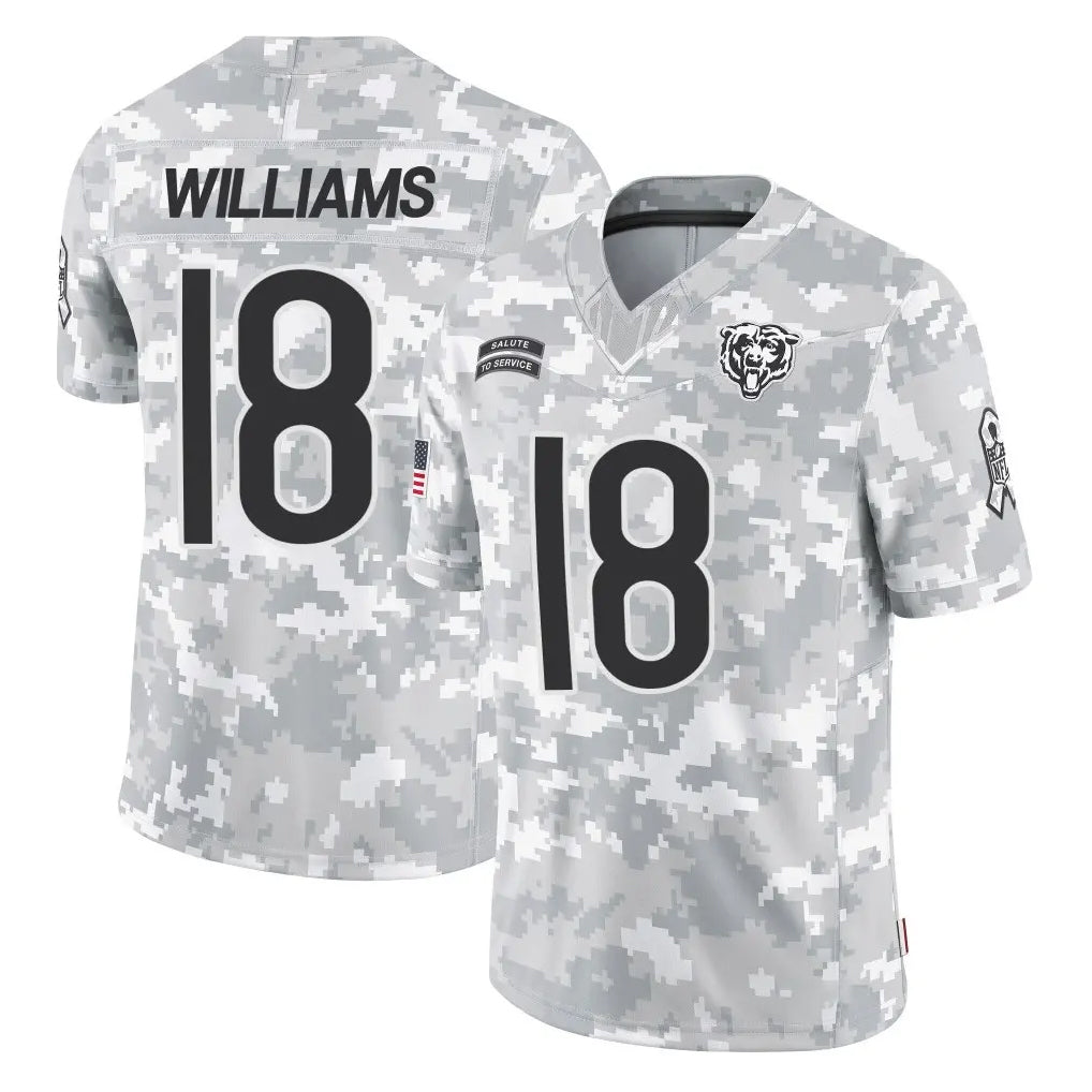 C.Bears #18 Caleb Williams Player Arctic Camo Salute to Service Limited Edoa Stitched Jerseys