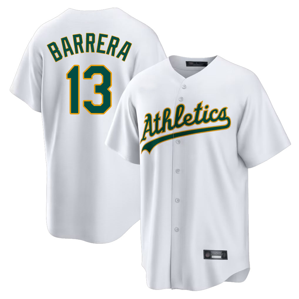 Athletics #13 Luis Barrera Player White Home Game Edoa Stitched Jerseys