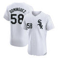 C.White Sox #58 Seranthony Dom¨ªnguez Player White Stripe Limited Elite Home Edoa Stitched Jerseys