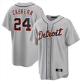 D.Tigers #24 Miguel Cabrera Player Gray Home Game Edoa Stitched Jerseys