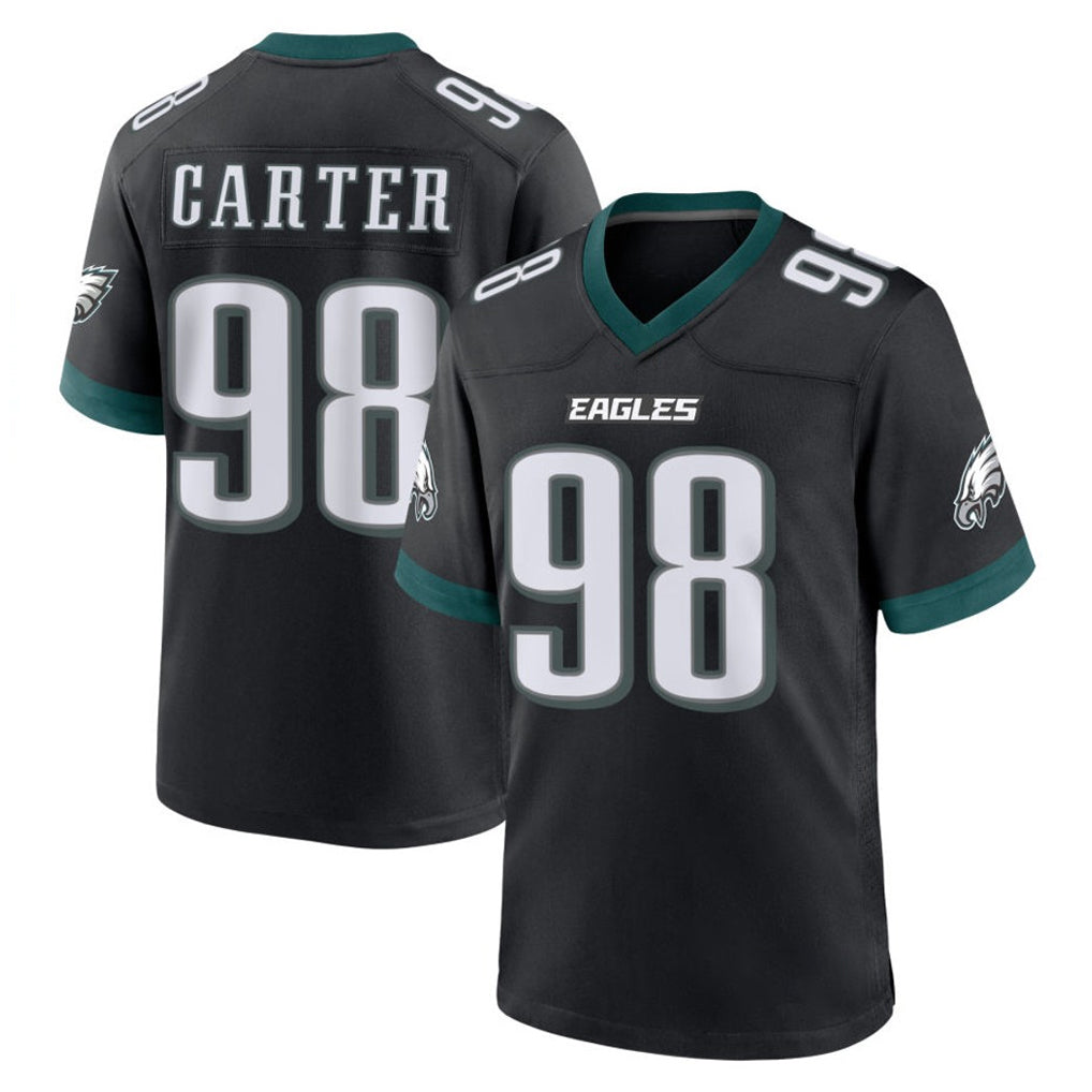 P.Eagles #98 Jalen Carter Player Black Game Home Edoa Stitched Jerseys