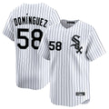 C.White Sox #58 Seranthony Dom¨ªnguez Player White Stripe Limited Home Edoa Stitched Jerseys