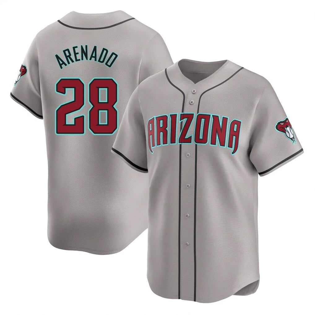 A.Diamondbacks #28 Nolan Arenado Player Gray Road Limited Home Game Edoa Stitched Jerseys