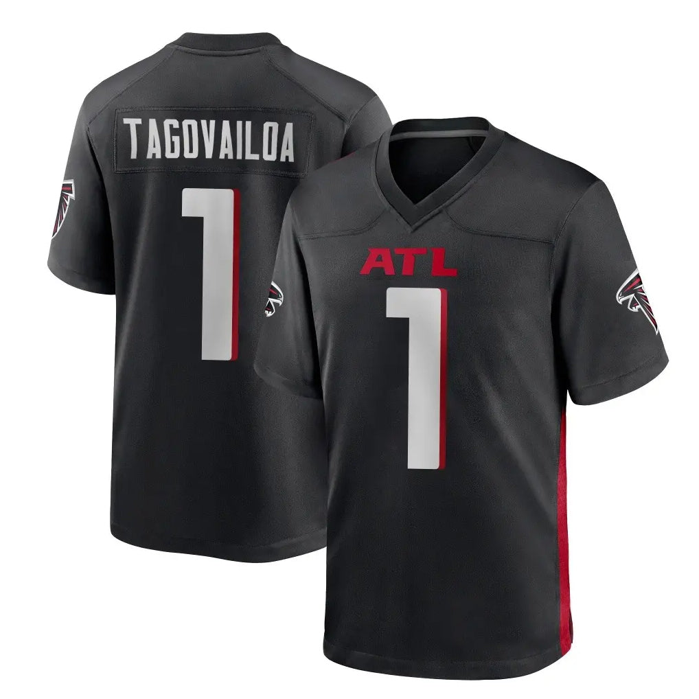 A.Falcons #1 Tua Tagovailoa Player Black Home Game Edoa Stitched Jerseys