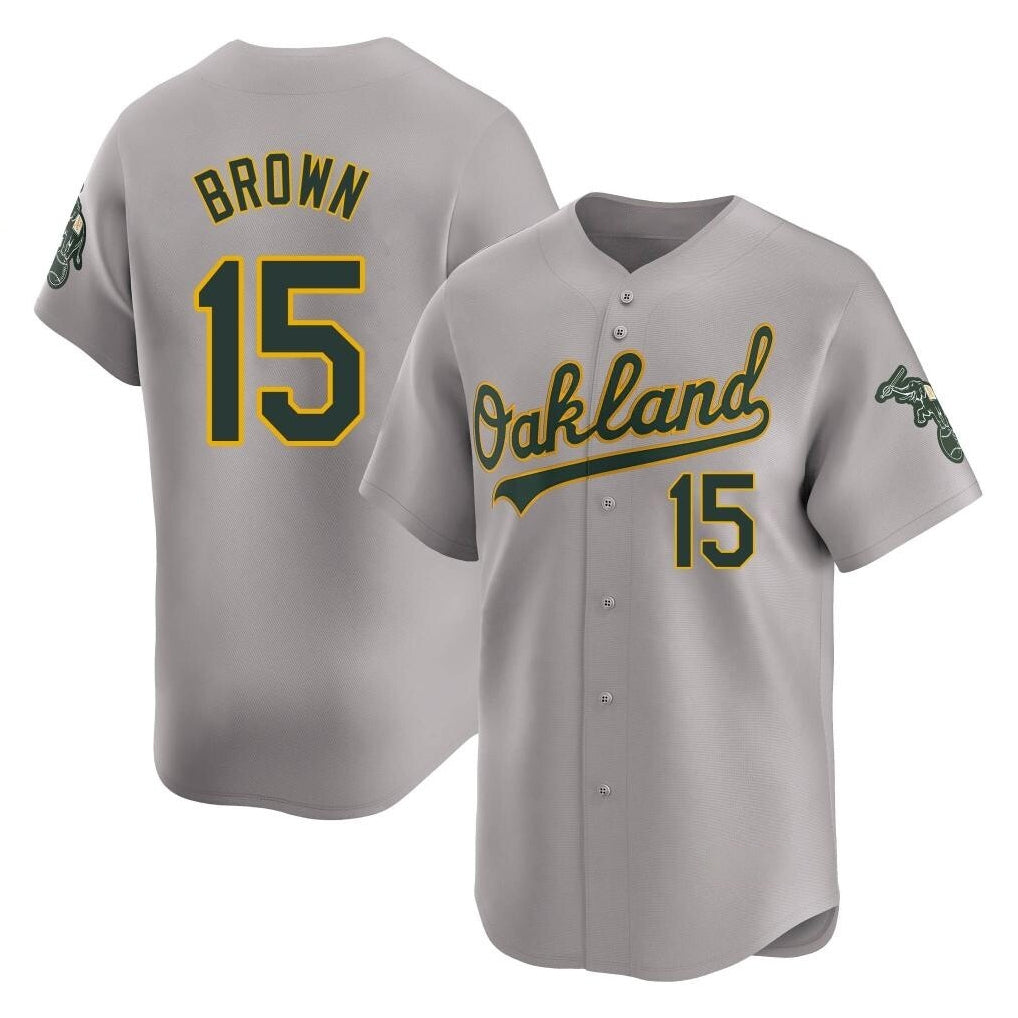 Athletics #15 Seth Brown Player Gray Road Limited Home Game Edoa Stitched Jerseys