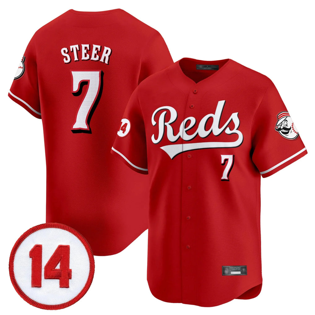 C.Reds #7 Spencer Steer Player Red Vapor Premier Limited Home Edoa Stitched Jerseys