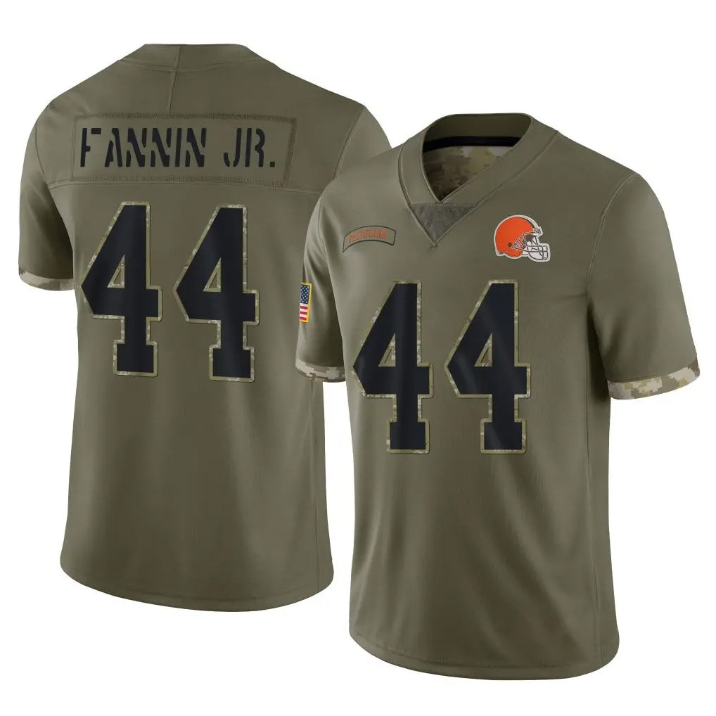 C.Browns #44 Harold Fannin Jr. Player Olive Salute to Service Limited Game Edoa Stitched Jerseys