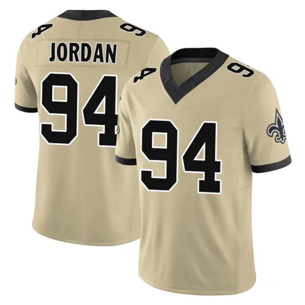 NO.Saints #94 Cameron Jordan Player Gold Limited Vapor F.U.S.E. Home Game Edoa Stitched Jerseys