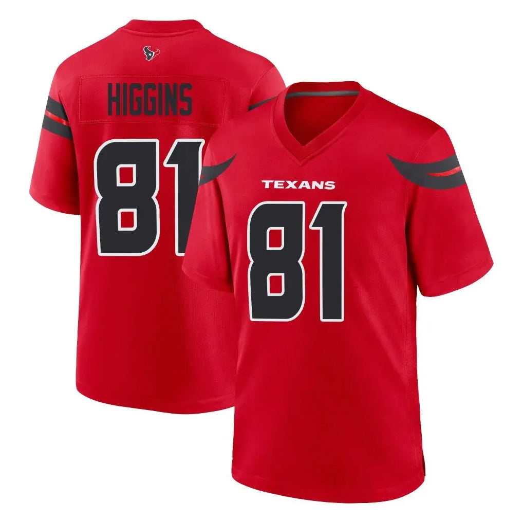 H.Texans #81 Jayden Higgins Player Red Alternate Home Game Edoa Stitched Jerseys