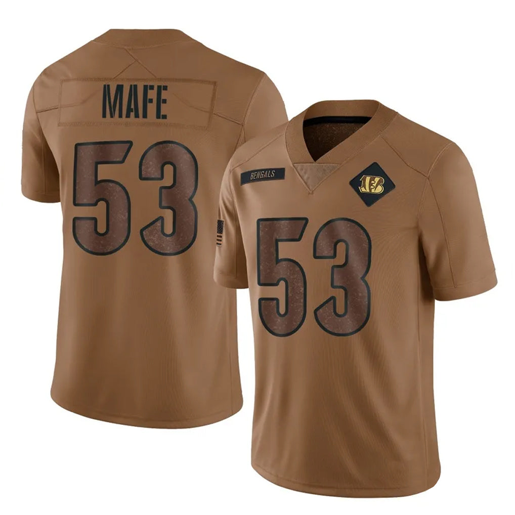 C.Bengals #53 Boye Mafe Player Brown Salute to Service Limited Edoa Stitched Jerseys