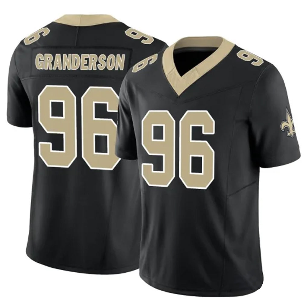 NO.Saints #96 Carl Granderson Player Black Limited Vapor F.U.S.E. Home Game Edoa Stitched Jerseys