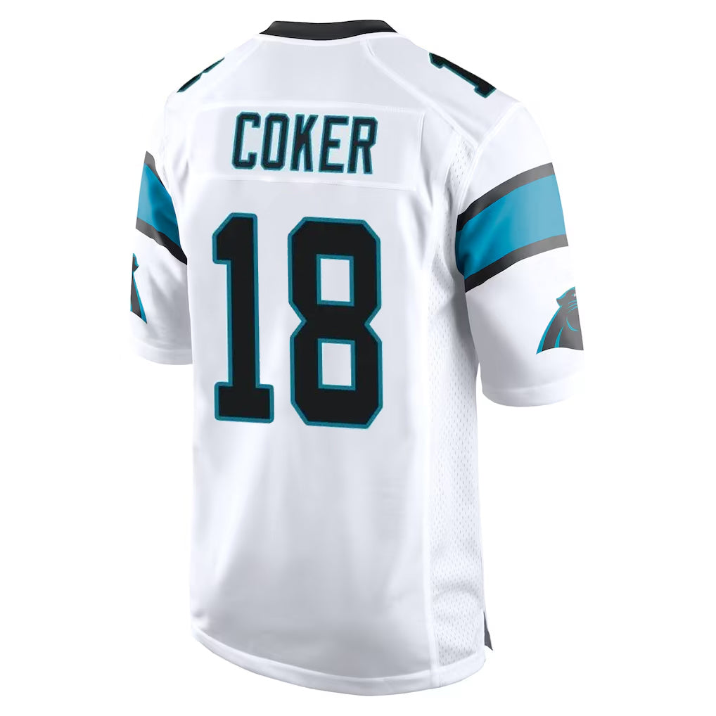 C.Panthers #18 Jalen Coker Player White Game Edoa Stitched Jerseys