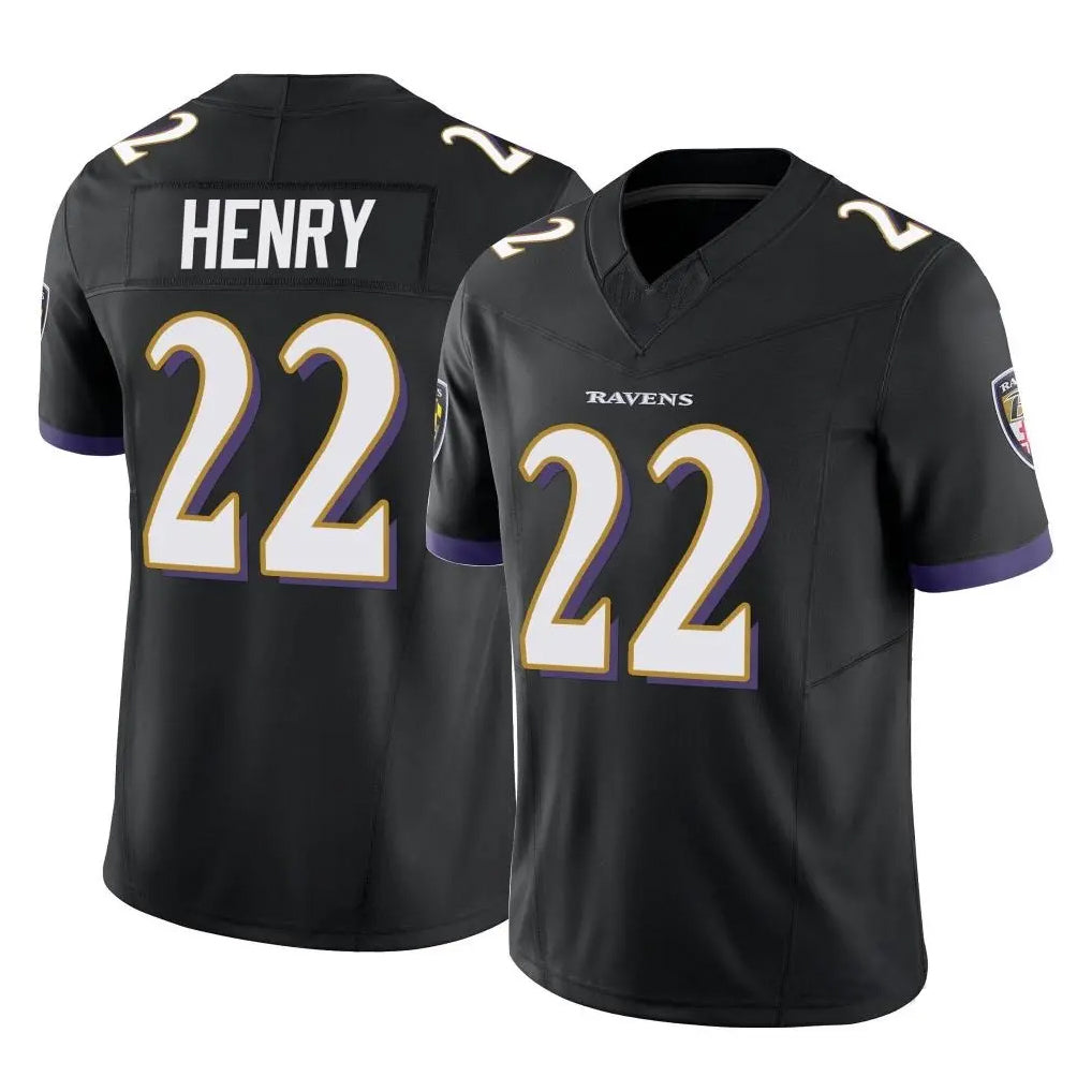 B.Ravens #22 Derrick Henry Player Black Limited Home Game Edoa Stitched Jerseys