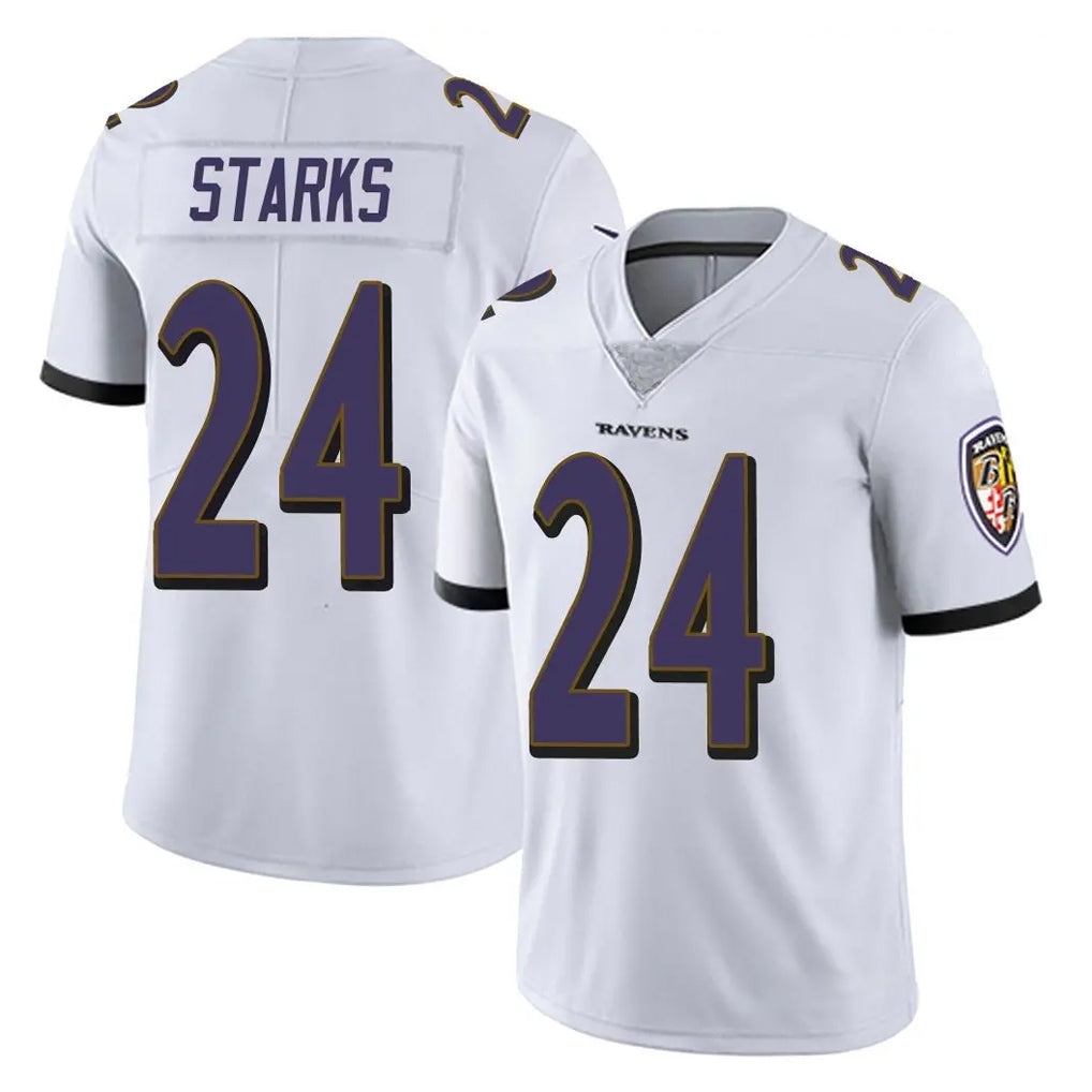 B.Ravens #24 Malaki Starks Player White Vapor F.U.S.E. Limited Edoa Stitched Jerseys