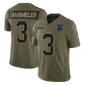 C.Panthers #3 Princely Umanmielen Player Olive 2025 Salute to Service Limited Game Edoa Stitched Jerseys