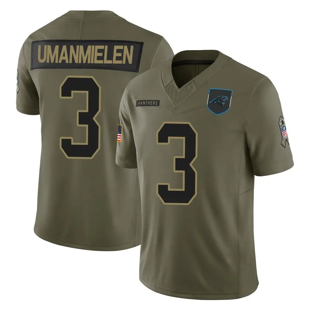 C.Panthers #3 Princely Umanmielen Player Olive 2025 Salute to Service Limited Game Edoa Stitched Jerseys