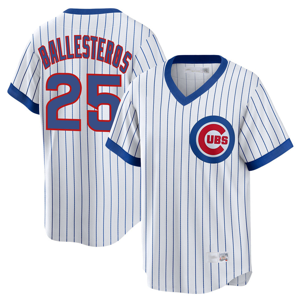 C.Cubs #25 Mois¨¦s Ballesteros Player White T-shirt Cooperstown Collection Limited Edoa Stitched Jerseys