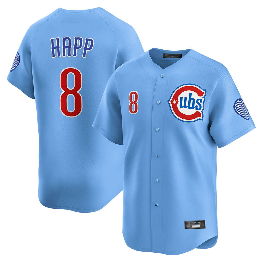 C.Cubs #8 Ian Happ Player Light Blue Limited Home Edoa Stitched Jerseys