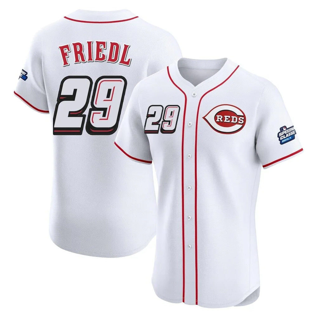 C.Reds #29 TJ Friedl Player White Speedway Classic Limited Elite Home Edoa Stitched Jerseys