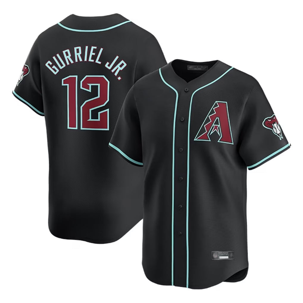 A.Diamondbacks #12 Lourdes Gurriel Jr Player Black Limited Home Game Edoa Stitched Jerseys