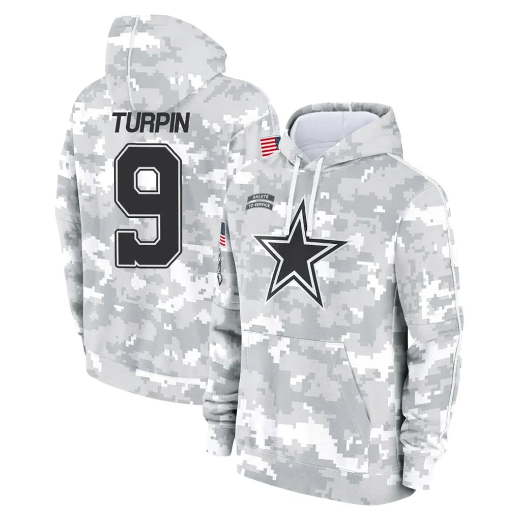 D.Cowboys #9 KaVontae Turpin Player Arctic Camo Salute to Service Hoodies Limited Game Edoa Stitched Jerseys