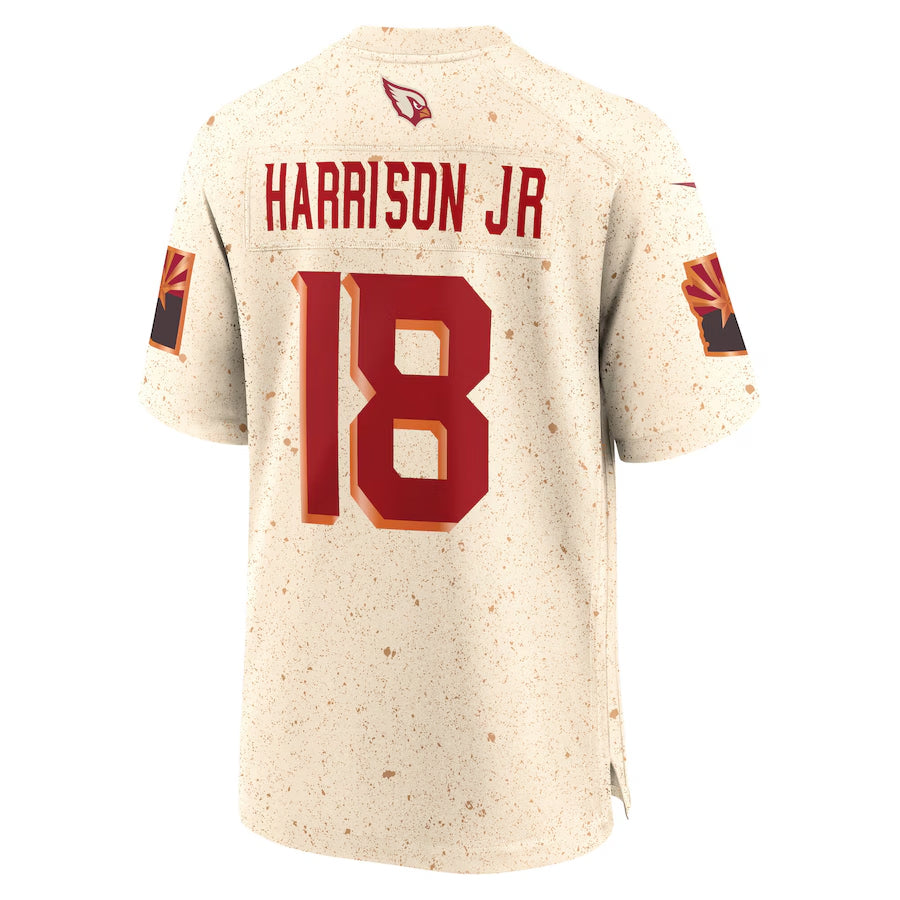 A.Cardinals #18 Marvin Harrison Jr. Player Cream Rivalries Collection Game Edoa Stitched Jerseys