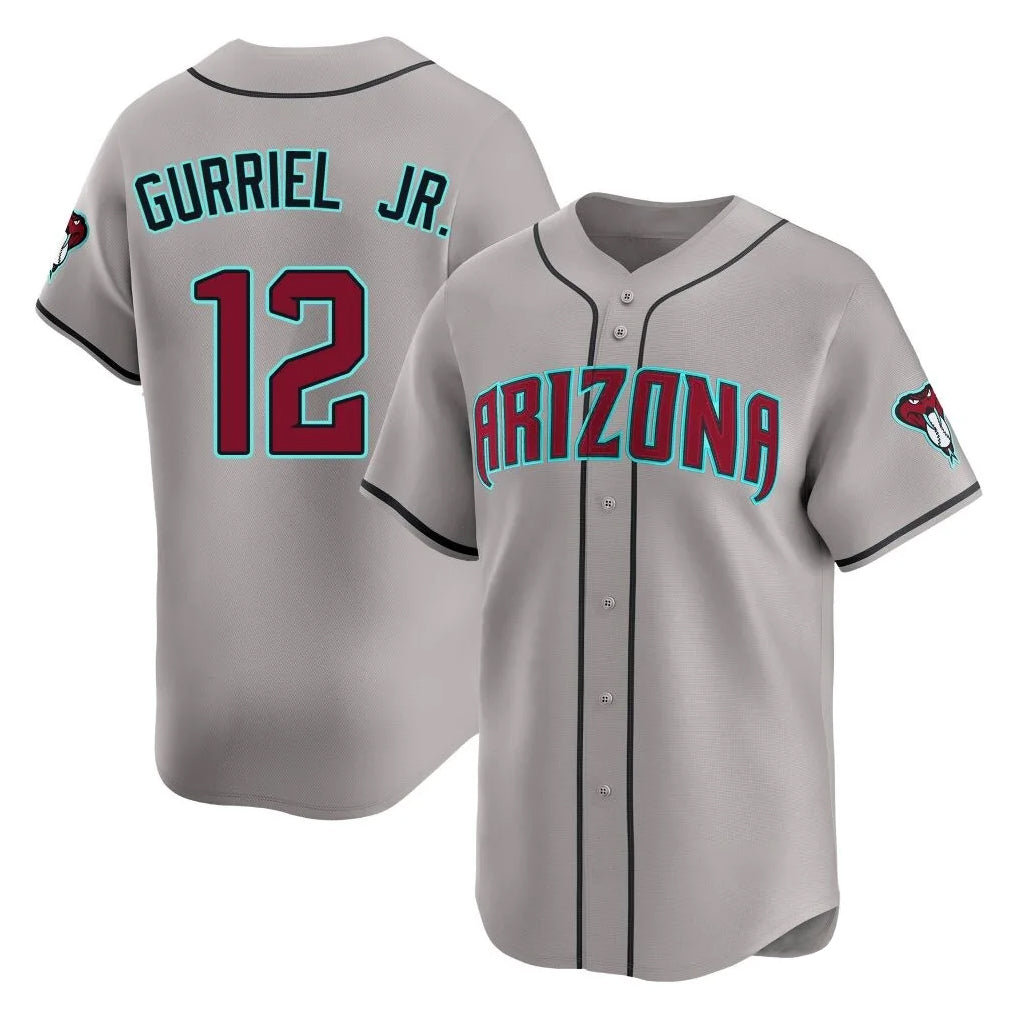 A.Diamondbacks #12 Lourdes Gurriel Jr Player Gray Road Limited Home Game Edoa Stitched Jerseys