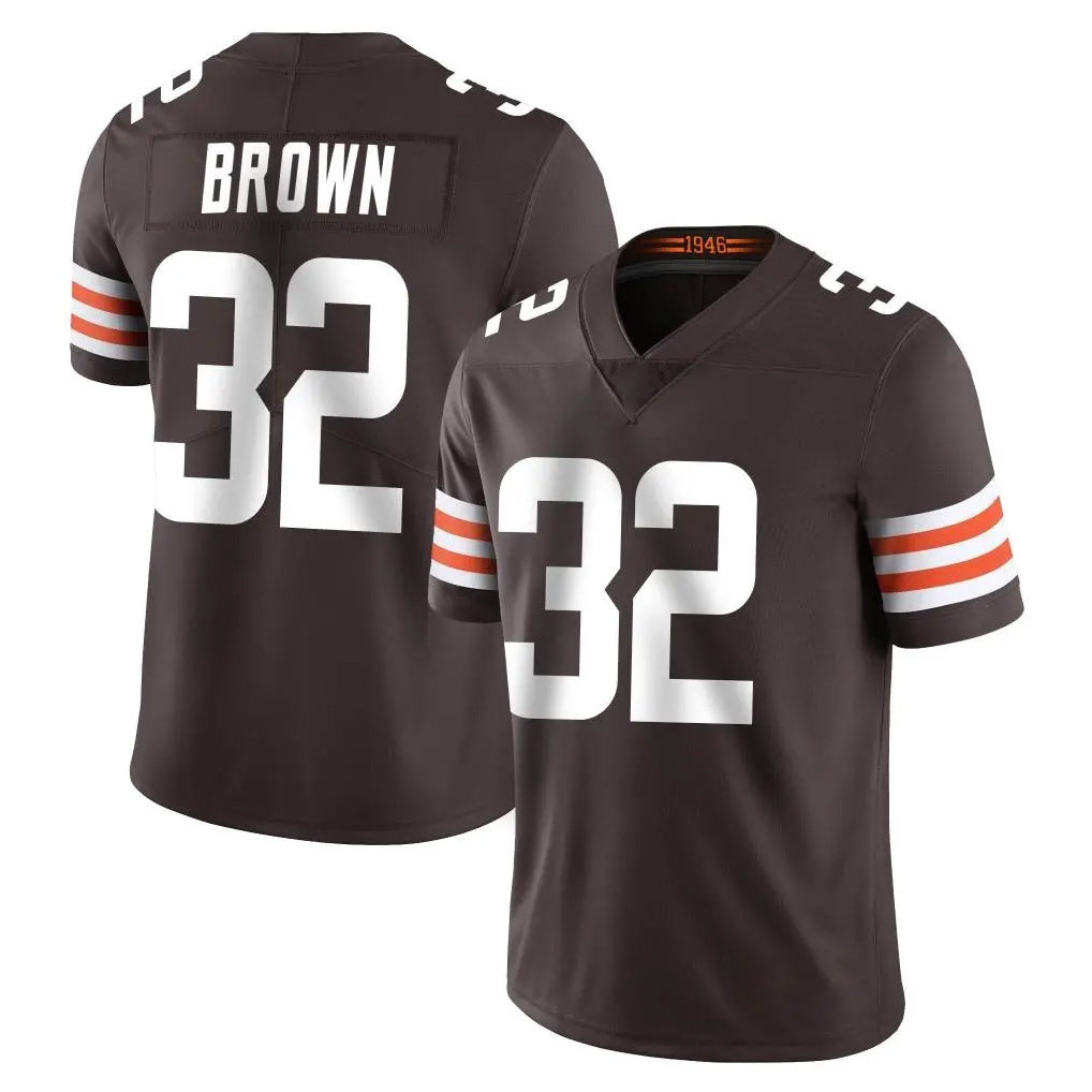 C.Browns #32 Jim Brown Player Brown Color Vapor Untouchable Limited Home Game Edoa Stitched Jerseys