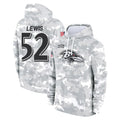 B.Ravens #52 Ray Lewis Player Arctic Camo Salute To Service Hoodie Edoa Stitched Jerseys