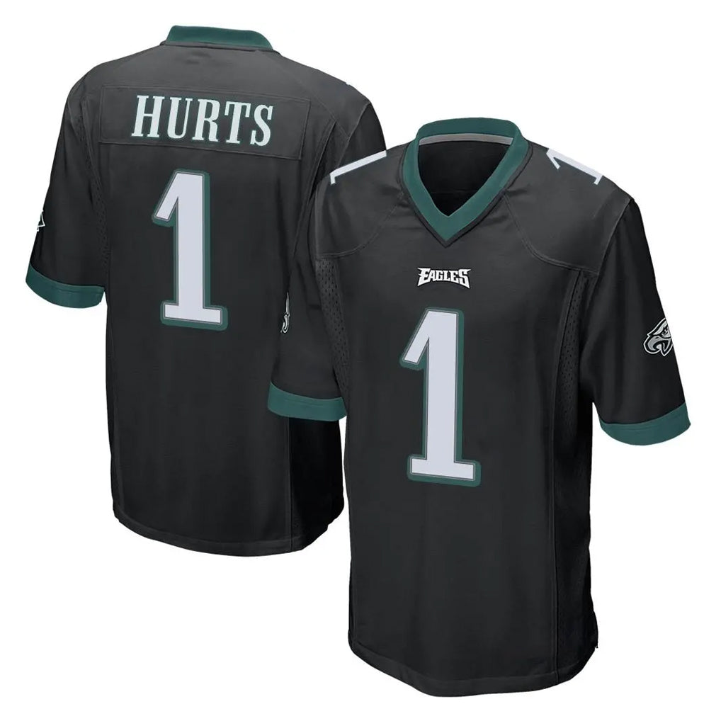 P.Eagles #1 Jalen Hurts Player Black Home Game Edoa Stitched Jerseys