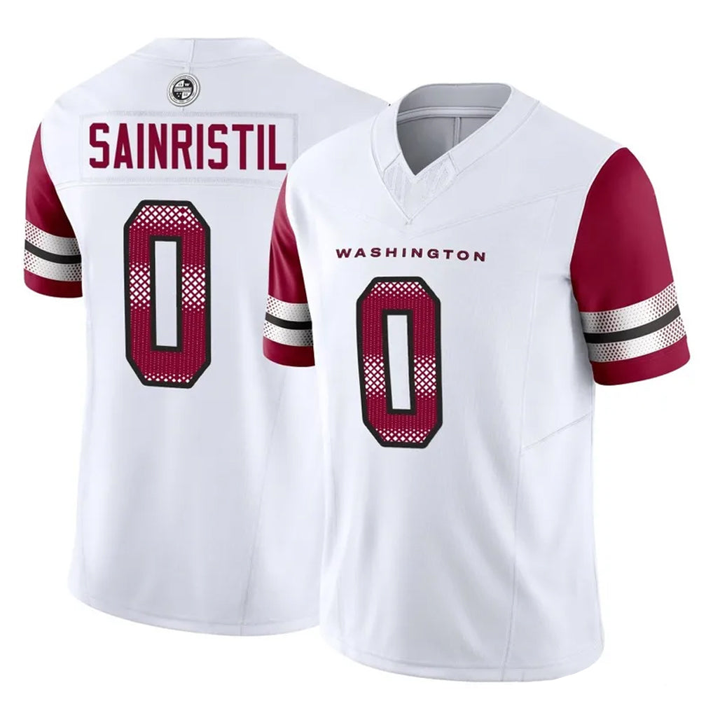 W.Commanders #0 Mike Sainristil Player White Vapor F.U.S.E. Limited Home Game Edoa Stitched Jerseys