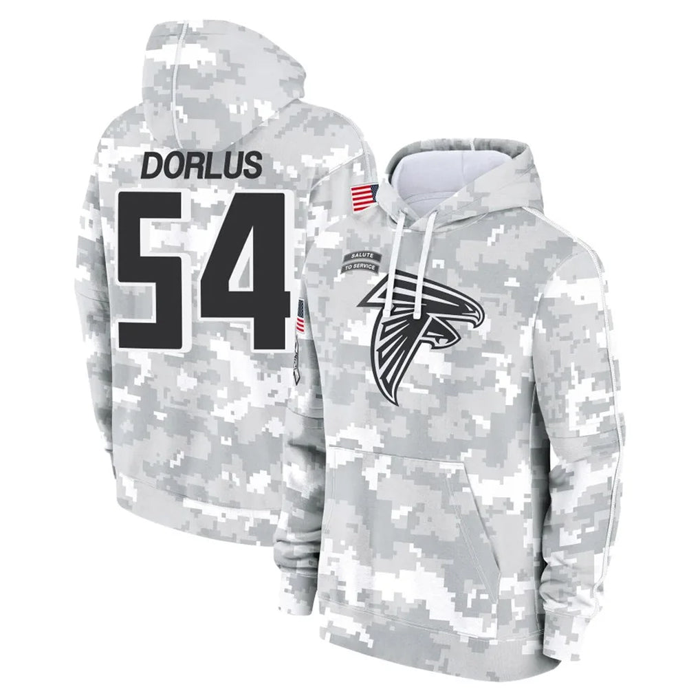 A.Falcons #54 Brandon Dorlus Player Camo Arctic Salute to Service Hoodies Limited Edoa Stitched Jerseys