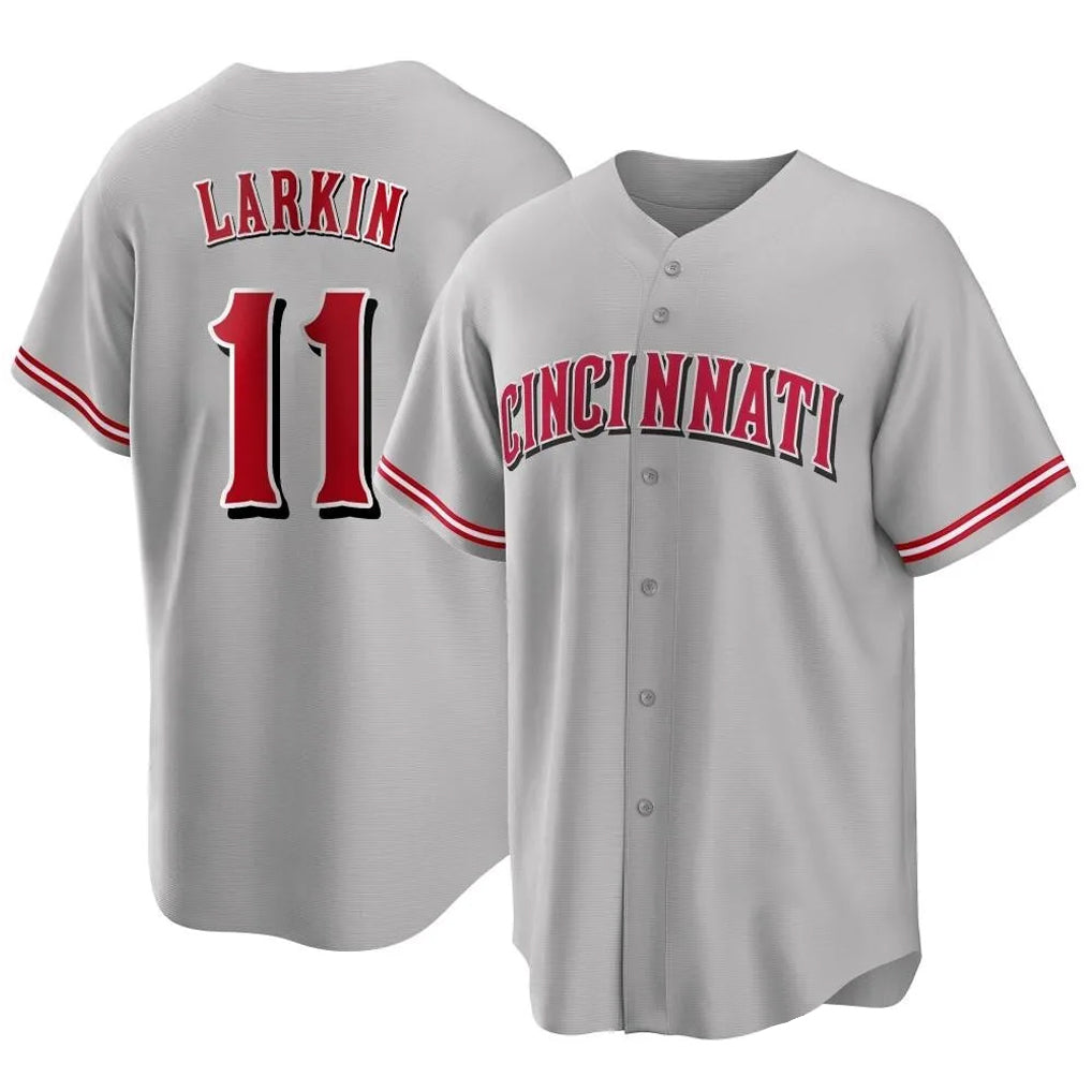C.Reds #11 Barry Larkin Player Gray Home Game Edoa Stitched Jerseys