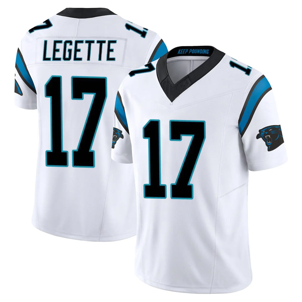 C.Panthers #17 Xavier Legette Player White Vapor F.U.S.E. Limited Home Game Edoa Stitched Jerseys