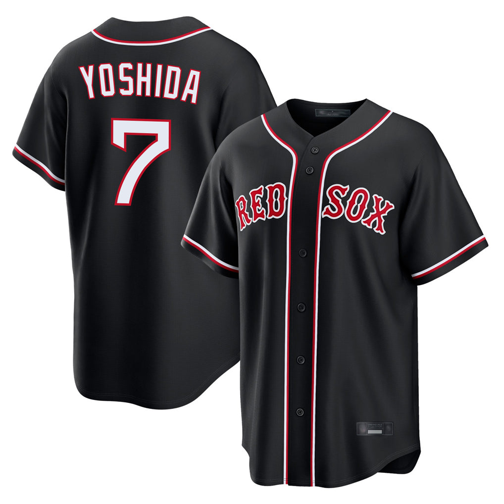 B.Red Sox #7 Masataka Yoshida Player Black Out Home Game Edoa Stitched Jerseys