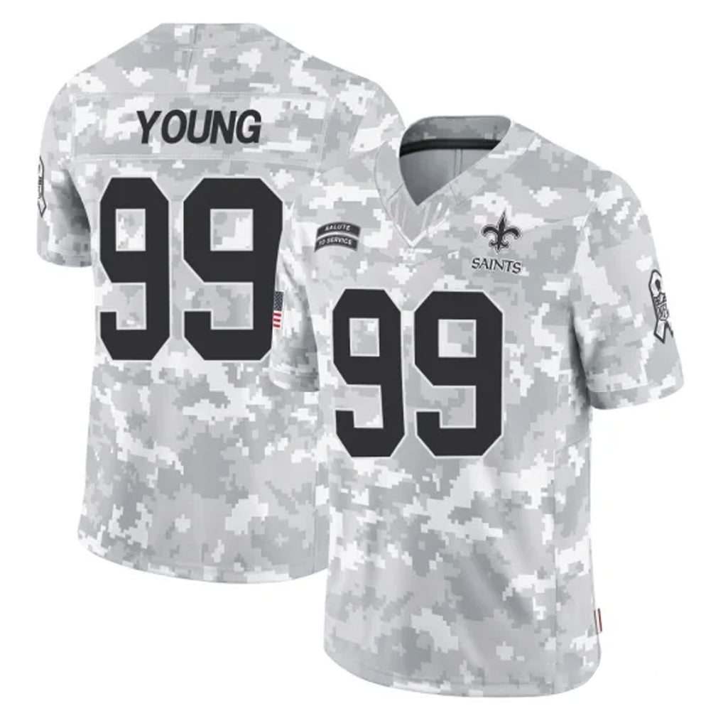 NO.Saints #99 Chase Young Player Arctic Camo Salute To Service Limited Game Edoa Stitched Jerseys