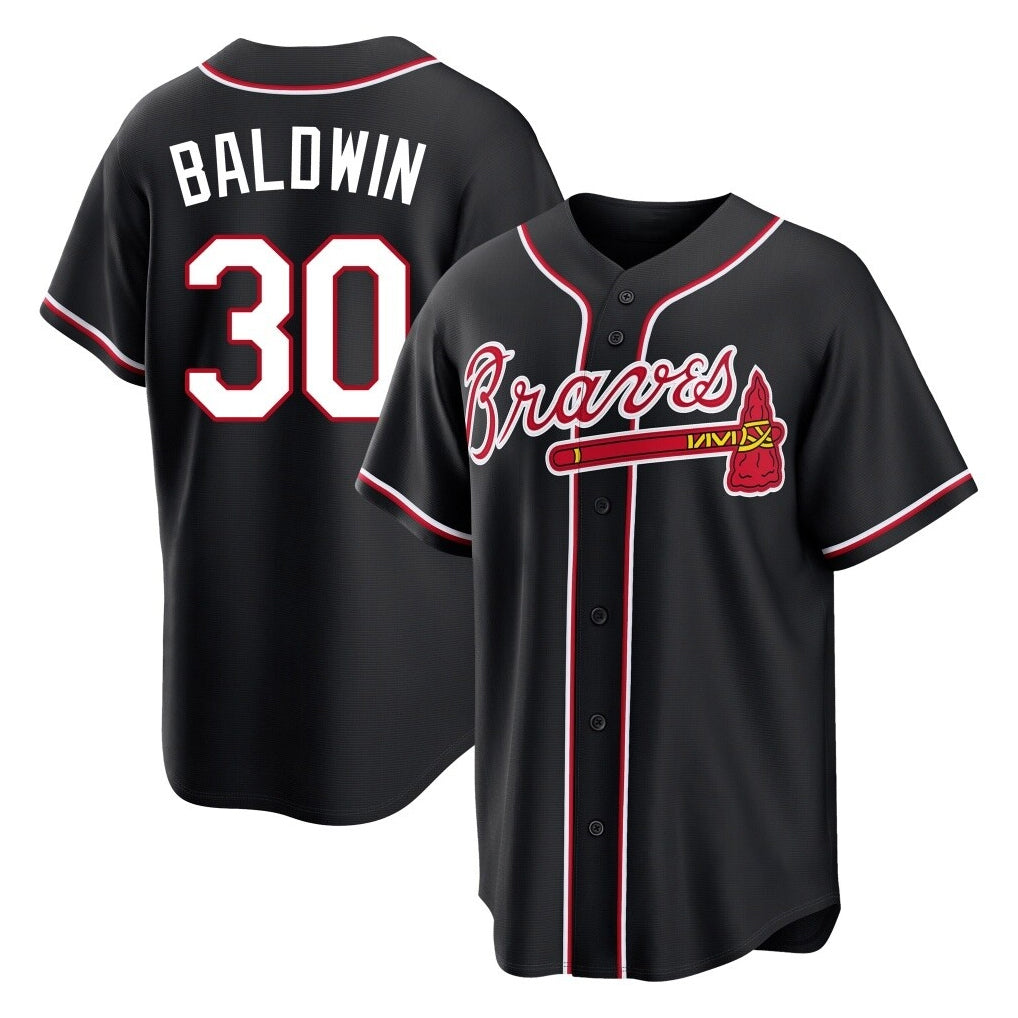 A.Braves #30 Drake Baldwin Player Black Fashion Out Game Edoa Stitched Jerseys