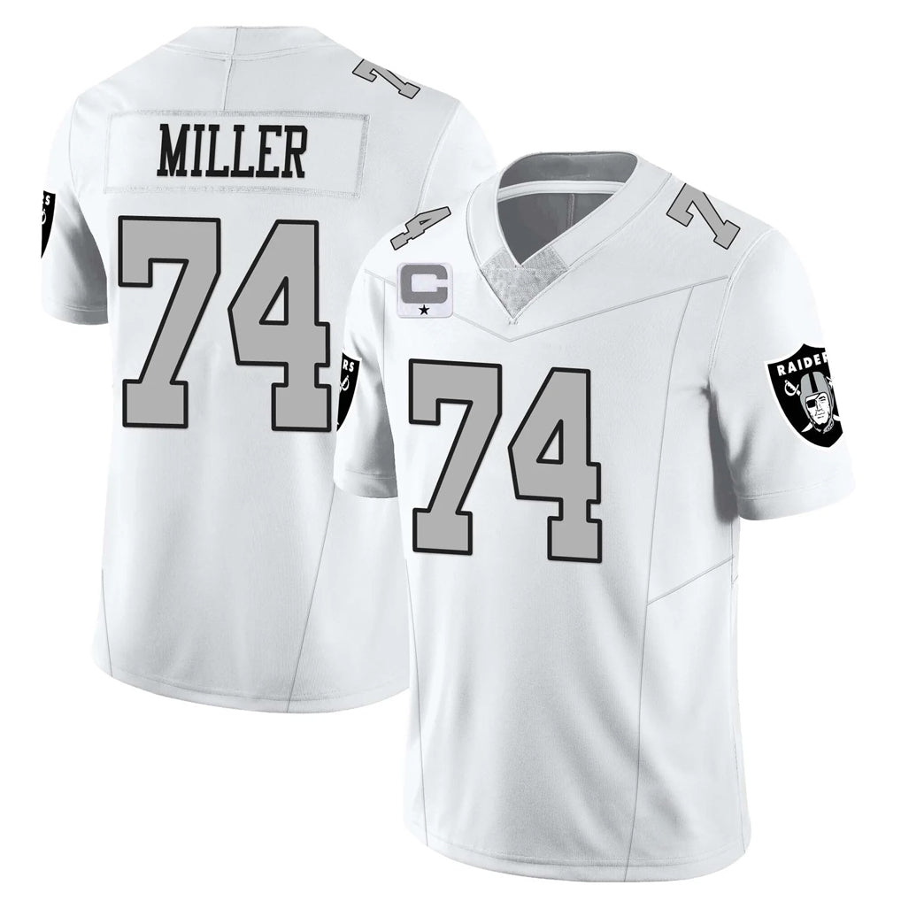 LV.Raiders #74 Kolton Miller Player White Vapor Limited Home Game Edoa Stitched Jerseys
