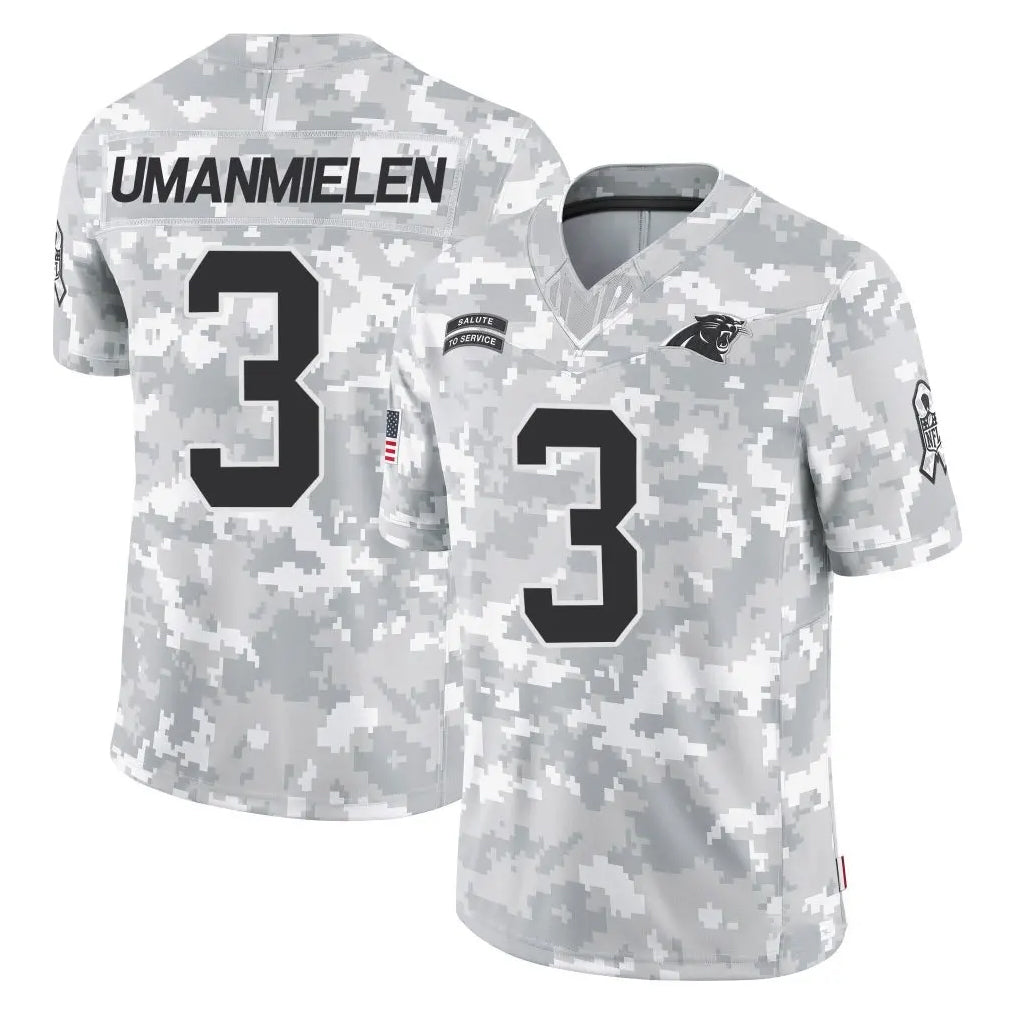 C.Panthers #3 Princely Umanmielen Player Arctic Camo Salute to Service Limited Game Edoa Stitched Jerseys