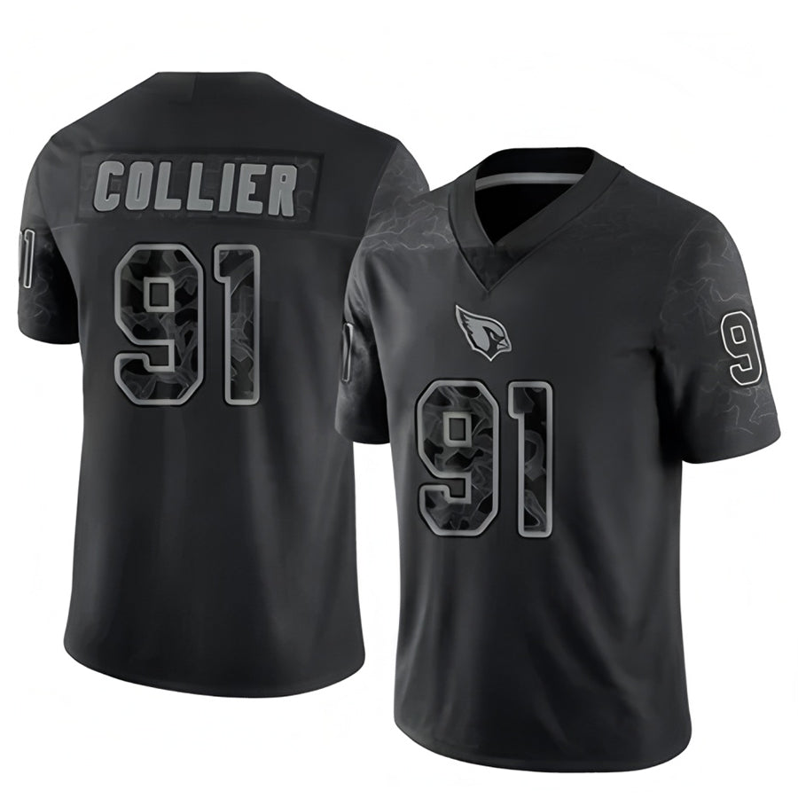 A.Cardinals #91 L.J. Collier Player Black RFLCTV Limited Edoa Stitched Jerseys